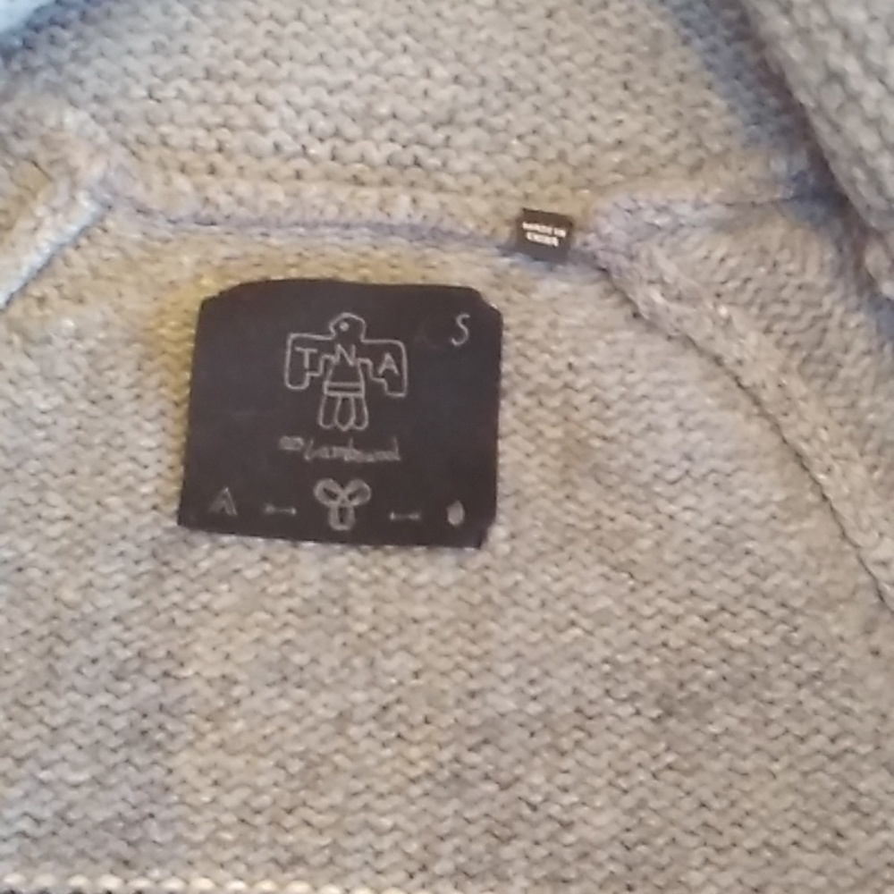 Aritzia TNA 100% Lambswool Grey Zip Up Cowichan Sea to Sky Women's S Sweater - Picture 10 of 13